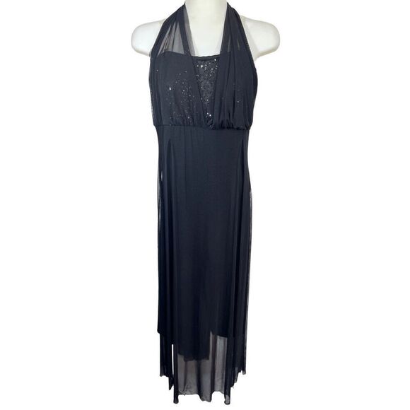 Halter Top Pantsuit Dance CostumeSize L Contemporary Black Shimmer One-Piece - Picture 1 of 6